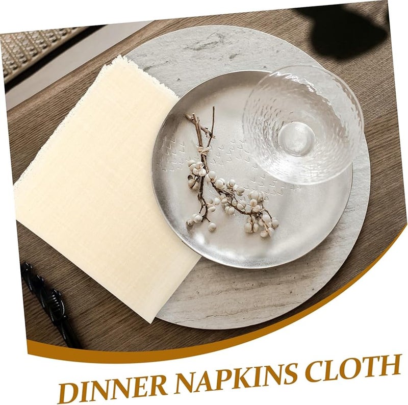 مناديل كتان قطني بيج 4 قطع قابلة للغسل وإعادة الاستخدام لحفلات الزفاف والمطاعم - Image 3