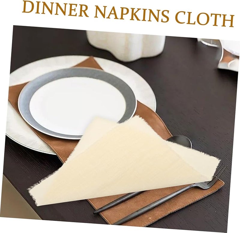مناديل كتان قطني بيج 4 قطع قابلة للغسل وإعادة الاستخدام لحفلات الزفاف والمطاعم - Image 4