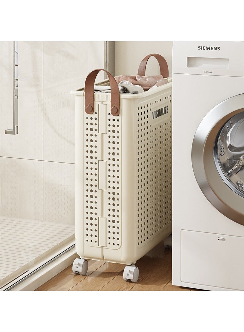 تي دبليو إي جي جي أو أن سلة غسيل قابلة للطي، كبيرة جدًا، للملابس المتسخة، سلة غسيل قابلة للتهوية، مزودة بعجلات عالمية للحمام والمطبخ - Image 3