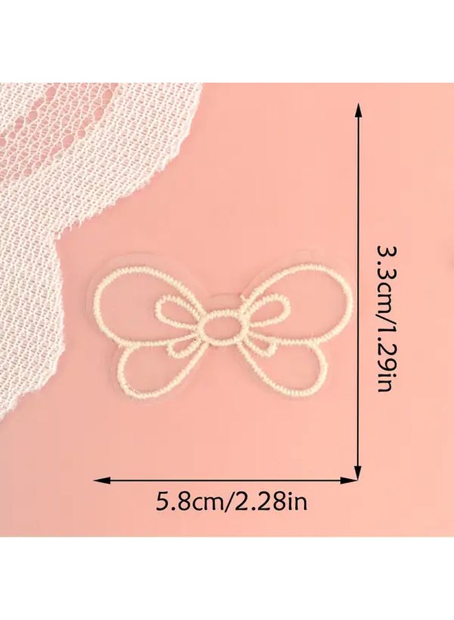 3 Pcs Vintage Butterfly Fabric Patches Beige Sew On Clothing Shoe Hat Decor - Image 3
