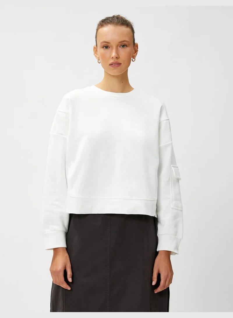 KOTON Sleeve Pocket Detail Sweatshirt Cotton Blended