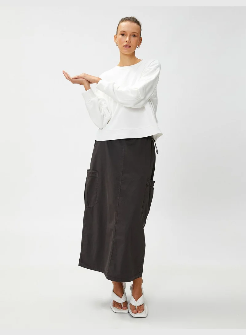 KOTON Sleeve Pocket Detail Sweatshirt Cotton Blended