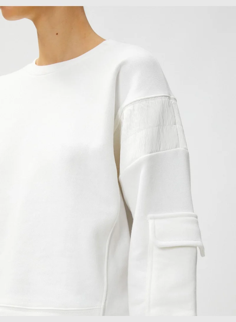 KOTON Sleeve Pocket Detail Sweatshirt Cotton Blended