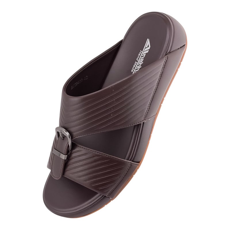 إيت صندل عربي يدوي الصنع للرجال من AET | شبشب رجالي خارجي | شبشب مفتوح من الأمام للاستخدام اليومي | جلد عربي أصلي مع ابزيم| تصميم عربي جديد | نعل داخلي مطابق للون| مريح وخفيف الوزن - Image 3