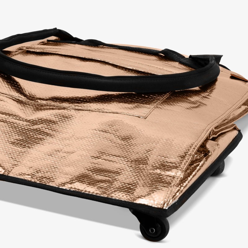 CleverMade Hauler Rolling Tote Bag, 90L Collapsible Portable Shopping Cart with Wheels for Groceries, Laundry, Organization â€“ Heavy Duty Utility Tote with 75 lb Capacity, Basket with Wheels, Rose Gold - Image 4