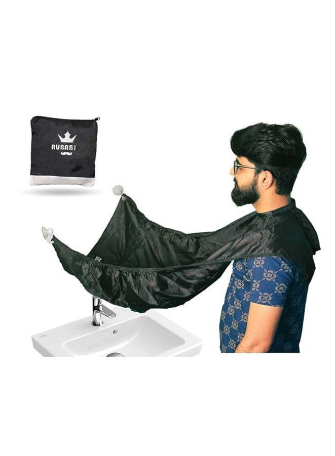 RUBAB MEN Beard Shaving Apron with Self-Folding Design| Beard Bib Trimming Hair Catcher Cloth - Gift for Men - Image 1