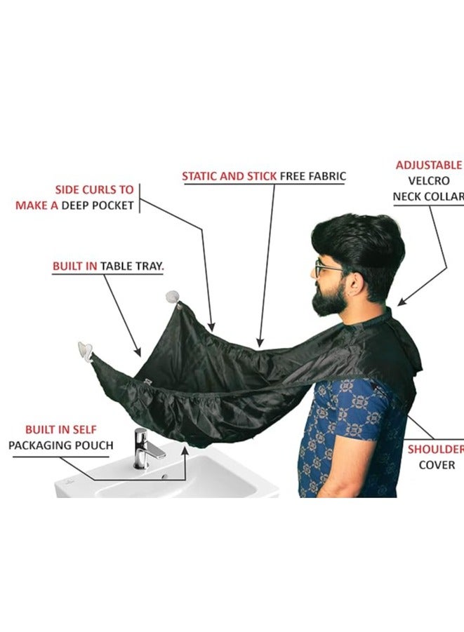 RUBAB MEN Beard Shaving Apron with Self-Folding Design| Beard Bib Trimming Hair Catcher Cloth - Gift for Men - Image 2