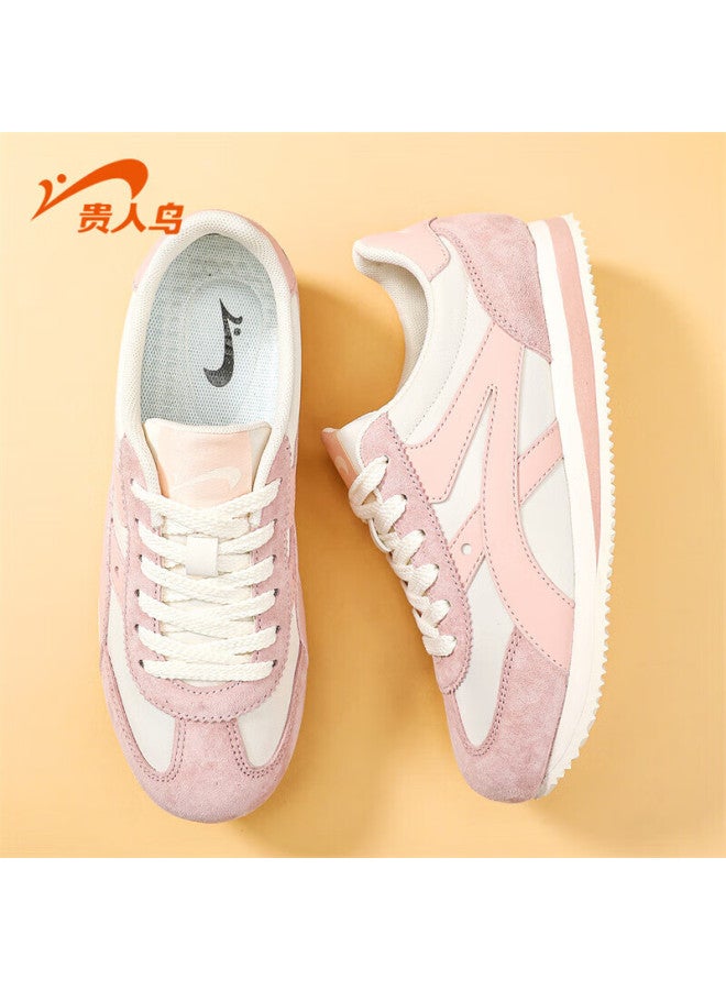Guirenniao Women's New Style Shoes, Retro Soft-soled Flat Sports Casual Shoes, Beige/pink, Women's Size 38
