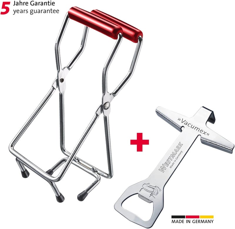 Westmark Set of 2: 1 Screw Lid Opener + 1 Glass Lifter, High-Quality Plastic/Steel, Vacumex, Silver/Red, 105322E6 - Image 2