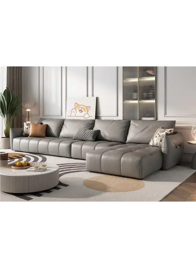 Comfynest Modern L-Shaped Faux Leather Italian Sofa - Ultimate Comfort for Your Living Room (Light Greyish, Left Bed)  - Image 1
