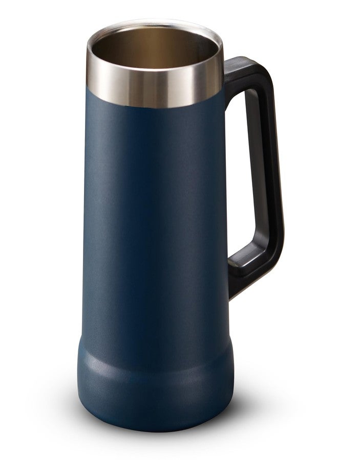 KooK Beer Stein, Stainless Steel Coffee Mug, Tumbler with Thermal Vacuum Insulation, Big Grip, Adventure, Double Walled Drinking Cup, Large Handle, Shatterproof, Navy Blue, 24 oz - Image 1