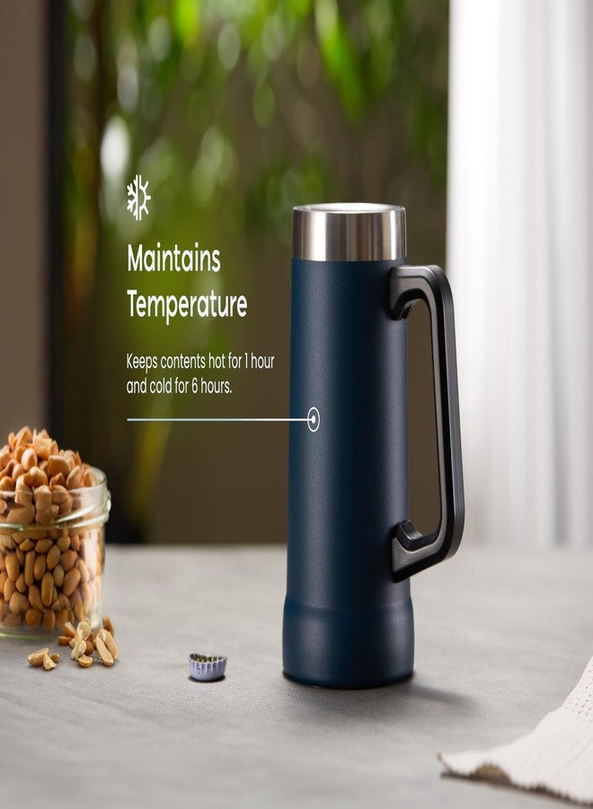 KooK Beer Stein, Stainless Steel Coffee Mug, Tumbler with Thermal Vacuum Insulation, Big Grip, Adventure, Double Walled Drinking Cup, Large Handle, Shatterproof, Navy Blue, 24 oz - Image 4