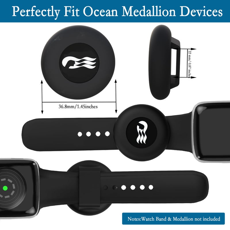 GudCoaks [2 Pack] Princess Cruise Medallion Watch Adapters Holder for Carnival Medallion (2024, 2025,2026),Silicone Accessory Fits Watch Wristbands, Also for Apple AirTag Cat Collar Holder, Black/White - Image 2