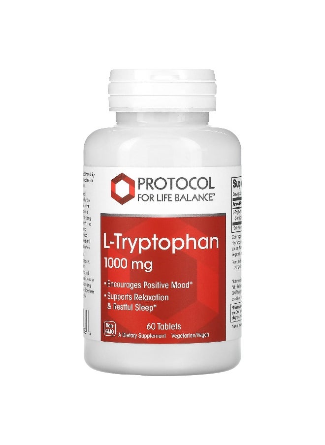 Protocol For Life Balance - Protocol for Life Balance, L-Tryptophan, 1,000 mg, 60 Tablets - Image 1