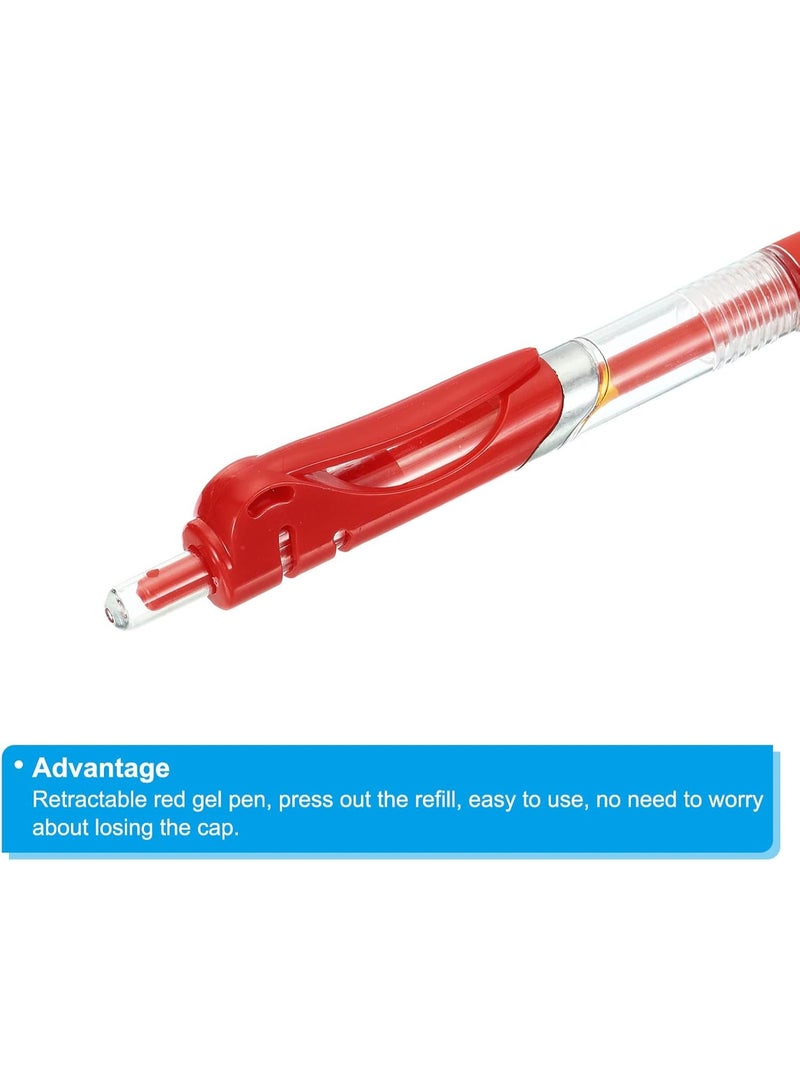 [12 قلمًا - حبر أحمر] أقلام حبر جاف قابلة للسحب. (12 قلمًا أحمر) برأس رفيع (0.5 مم) مع مقبض مريح - Image 3