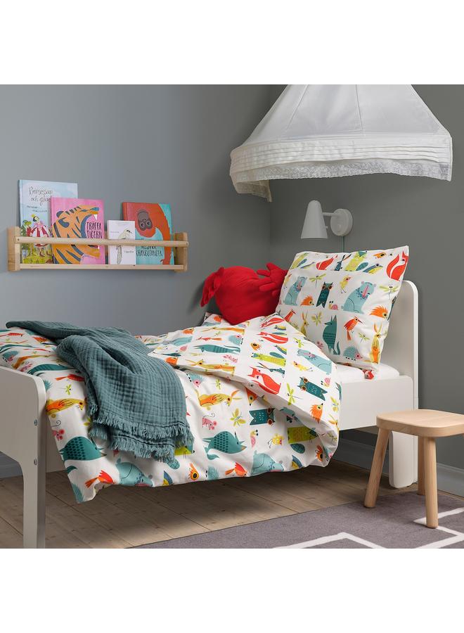 Zaboon Duvet cover and pillowcase, animal/multicolour, 150x200/50x80 cm - Image 2