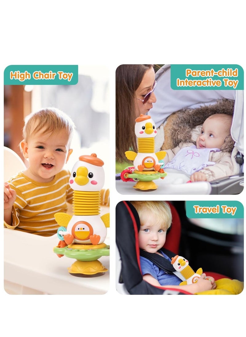 2 in 1 Baby High Chair Toys with Suction Cups Preschool Toys Dinner Table Playmate with Music Sound Educational Newborn Infant Toy Gifts for Kids 6+ Months 1-2 Year Old Vasily Goose - Image 3