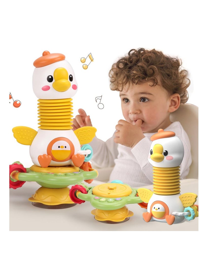 2 in 1 Baby High Chair Toys with Suction Cups Preschool Toys Dinner Table Playmate with Music Sound Educational Newborn Infant Toy Gifts for Kids 6+ Months 1-2 Year Old Vasily Goose - Image 1