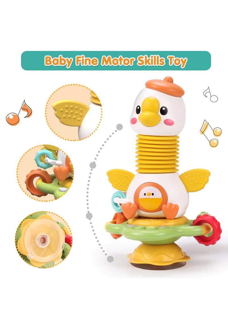 2 in 1 Baby High Chair Toys with Suction Cups Preschool Toys Dinner Table Playmate with Music Sound Educational Newborn Infant Toy Gifts for Kids 6+ Months 1-2 Year Old Vasily Goose - Image 5