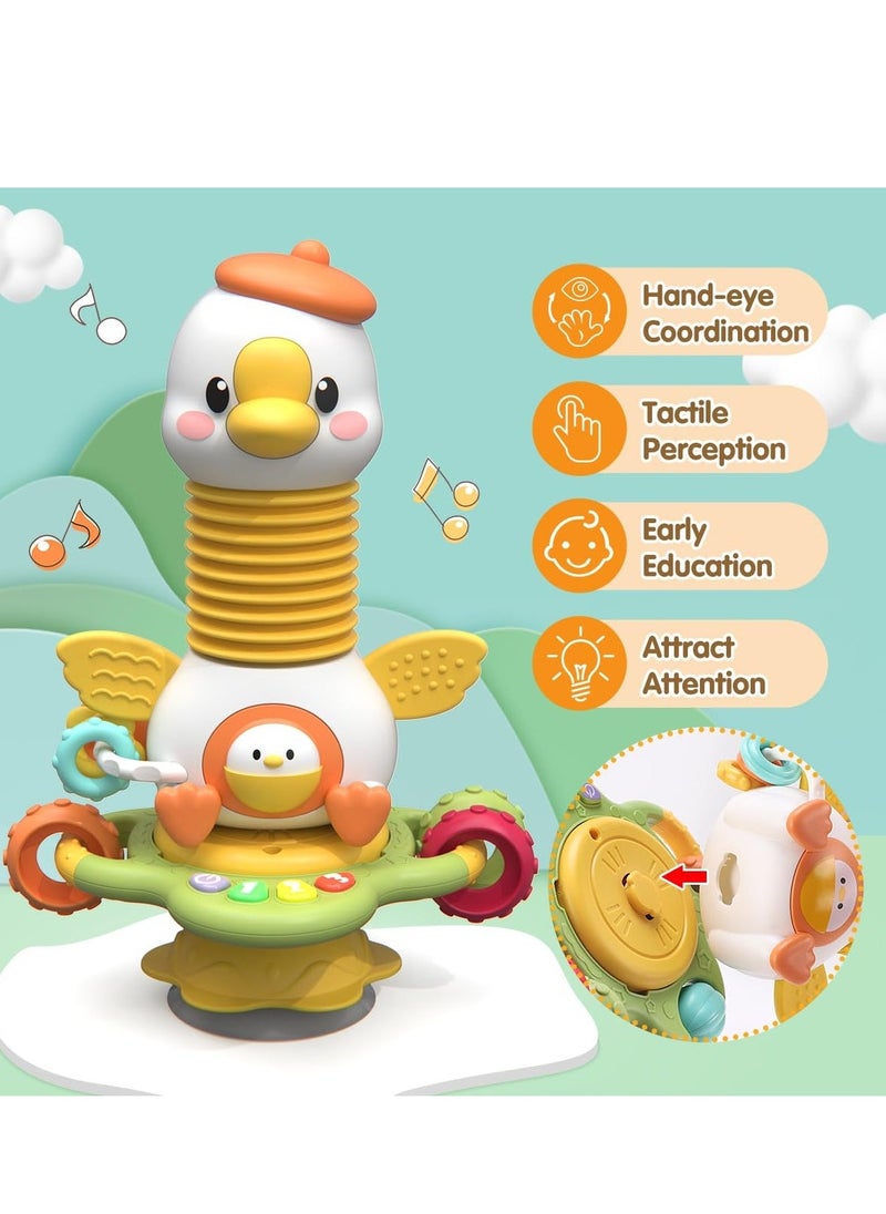 2 in 1 Baby High Chair Toys with Suction Cups Preschool Toys Dinner Table Playmate with Music Sound Educational Newborn Infant Toy Gifts for Kids 6+ Months 1-2 Year Old Vasily Goose - Image 4