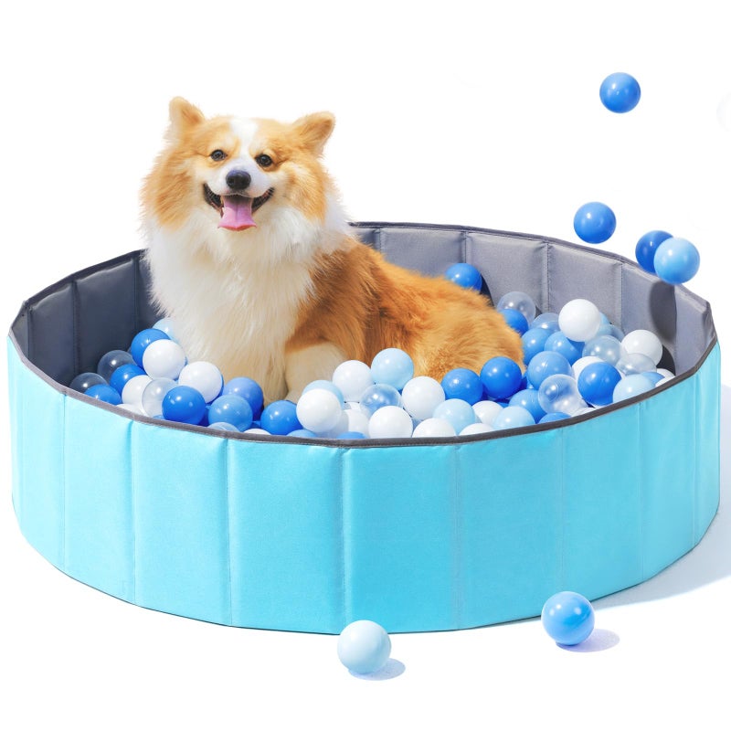 Hikiddy Foldable Ball Pit for Dogs 315 Inch Ball Pits for Babies Toddlers Round Kiddie Baby Playpen Ball Pool Idea Toy Gift for BabiesBalls NOT Included Light Blue - Image 3
