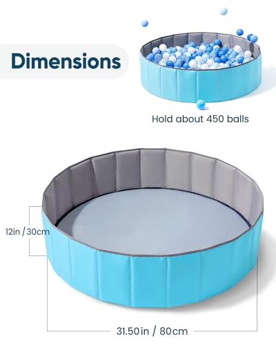 Hikiddy Foldable Ball Pit for Dogs 315 Inch Ball Pits for Babies Toddlers Round Kiddie Baby Playpen Ball Pool Idea Toy Gift for BabiesBalls NOT Included Light Blue - Image 5