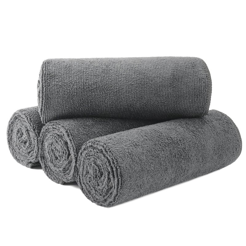 MICROFI New Microfiber Hair Drying Salon Towels, Quick Dry, Lint Free, 4 Pack (Gray, 16'' x 29'') - Image 1