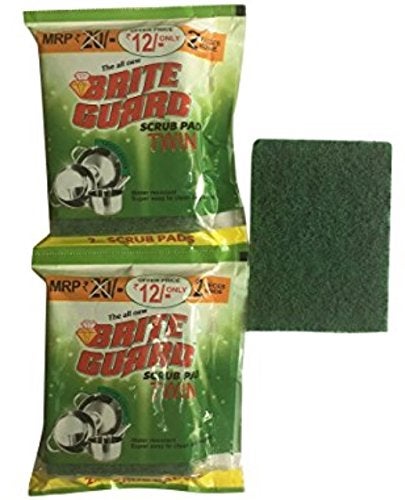 Brite Guard Brite Guard Polyester Scrub Pad Twin Pack Pouches 3x4 Inches Green 24 Pieces Pack  - Image 1