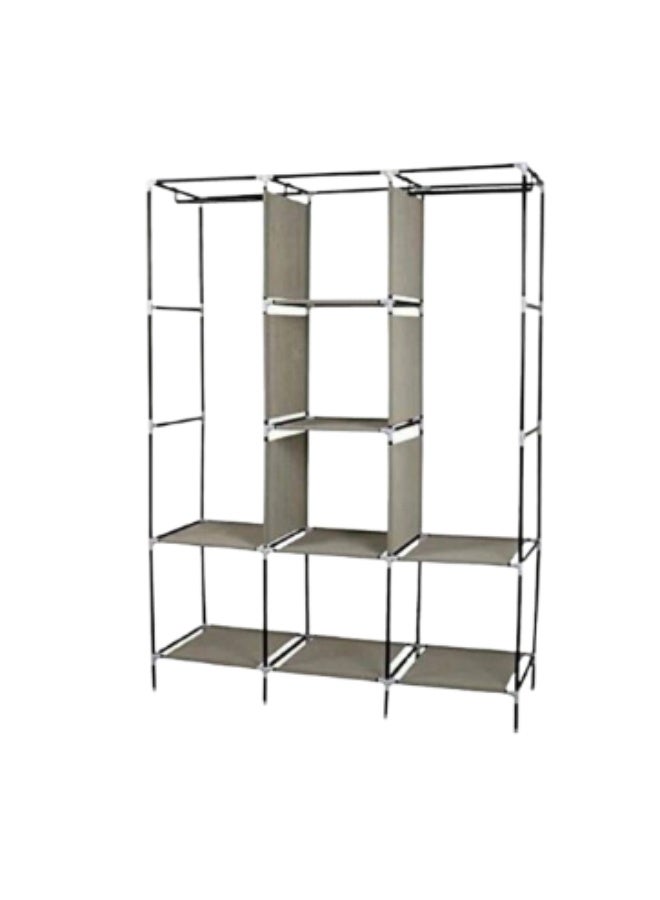3-Door Fabric Wardrobe – Metal Frame Clothes Storage Cabinet with Fabric Cover and Spacious Interior H - Image 1
