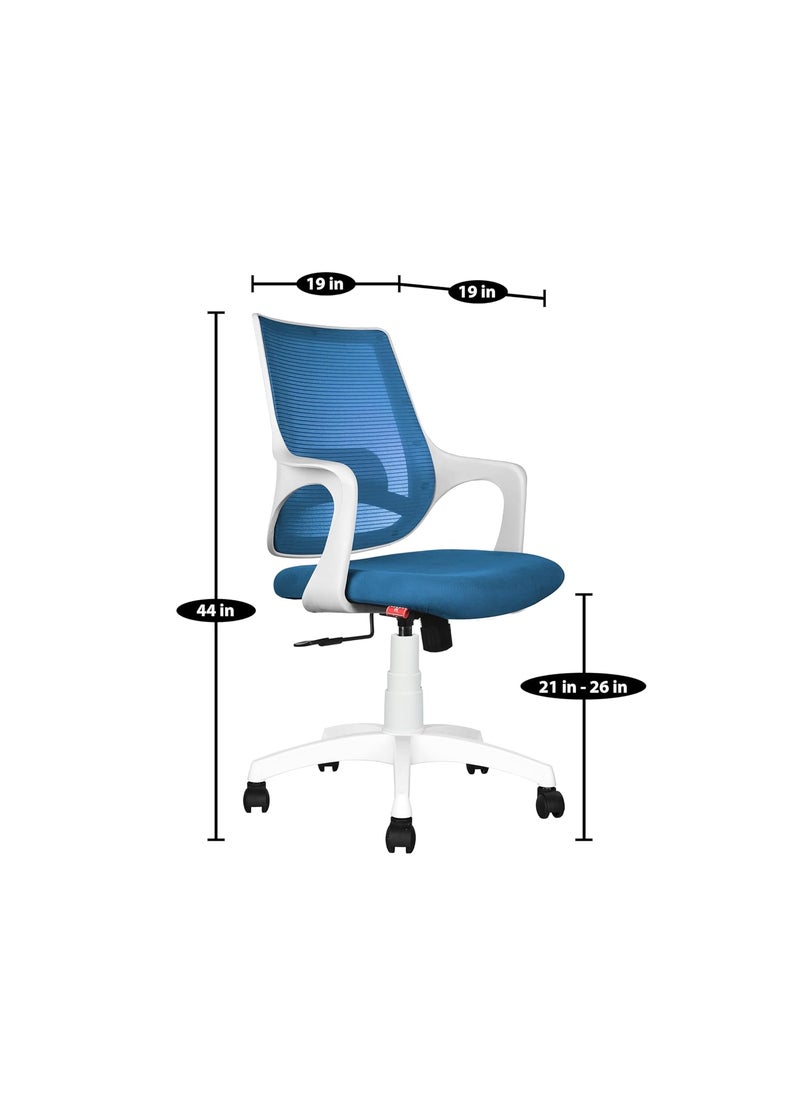 ROSE Mono  3Years Warranty Included  Mesh MidBack Ergonomic Office Chair  Revolving Study  Work from Home ChairWhite  Blue