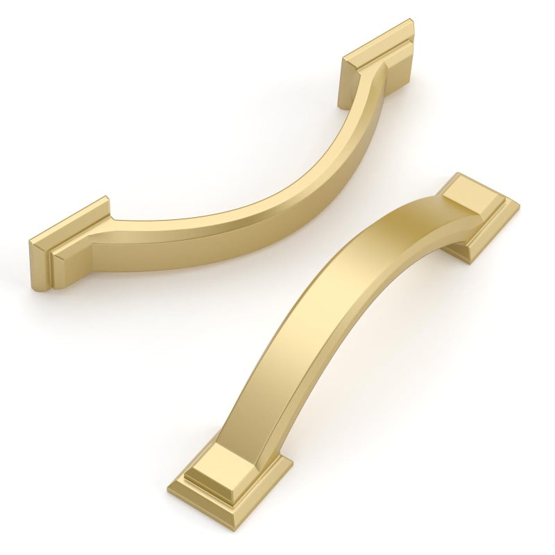 Amerdeco 10 Pack Brushed Gold Cabinet Pulls 3 Inch(76mm) Hole Centers, Handles for Kitchen Cabinet Hardware, Arch Cabinet Handles for Bathroom Dresser Drawer Handles ZH0016â€¦ - Image 2