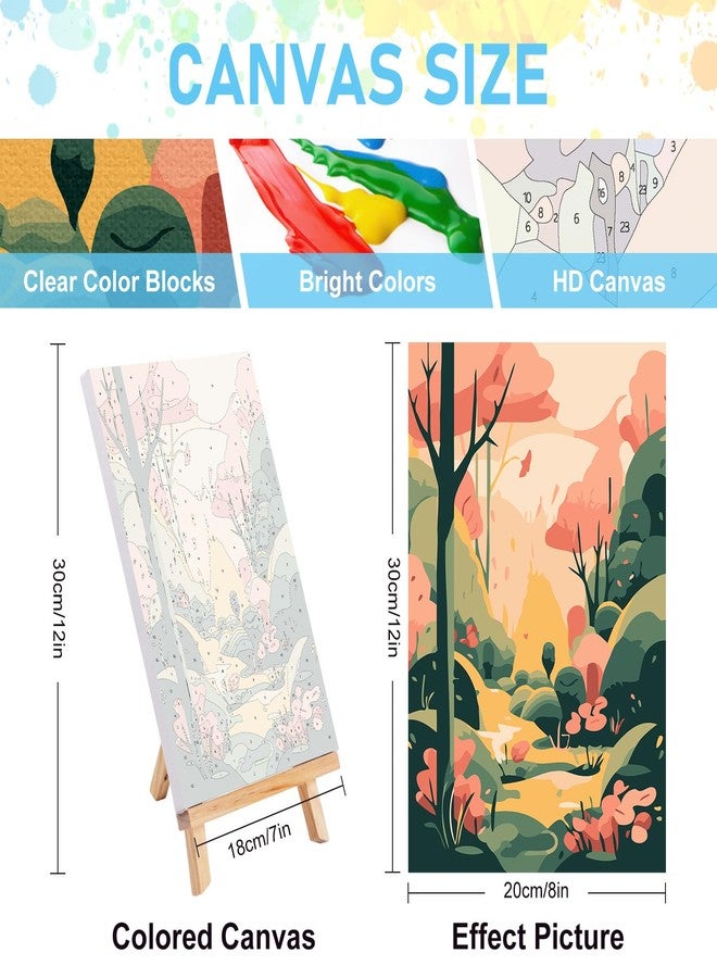 Offito 4 Pack Framed Paint by Numbers Kit for Adults Beginners with Wooden Easel, Four Seasons Easy Paint by Number Kit with Frame, Watercolor Adult Paint by Number Framed Canvas (8 * 12 Inch) - Image 3