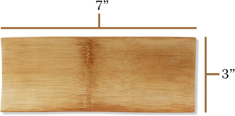 BambooMN Reusable Bamboo Carbonized Brown Rectangle Sushi Serving Tray Plate 7 x 28  10 Pieces - Image 3