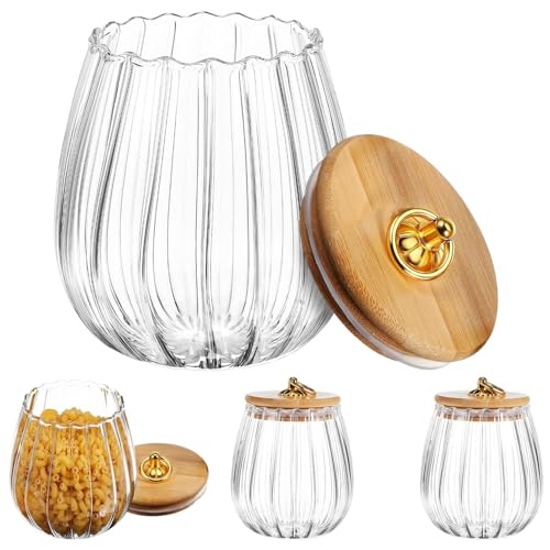 WRINGO 700ML Clear Glass Storage Jar With Air Tight Wooden Lids- Airtight Food Jars Glass Kitchen Containers For Pantry, Pickle Jar, Sugar Pasta Cereal Flour Sugar Storage Jar (WR-10, Set of 2) - Image 4