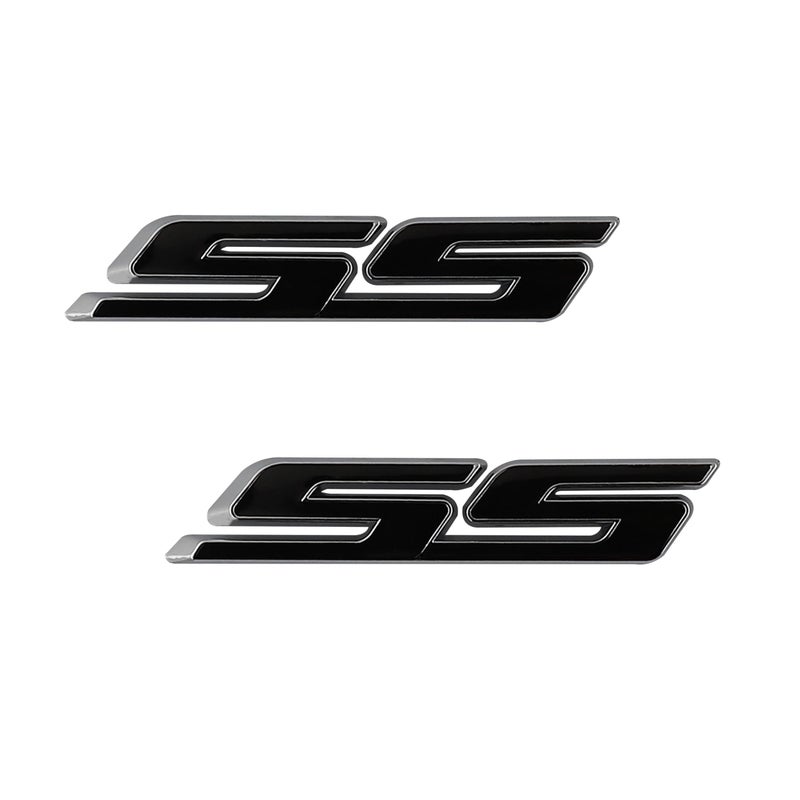 UpAuto 2 pcs SS Emblem Metal Super Sport Badge 3D SS Sticker Parts Camaro SS for Camaro Gm Series Black Sliver