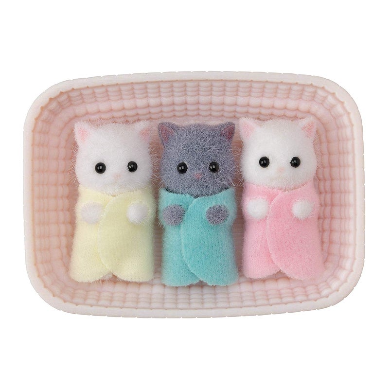 Calico Critters Persian Cat Triplets - Collectible Dollhouse Figures with Cradle Accessory - Image 1
