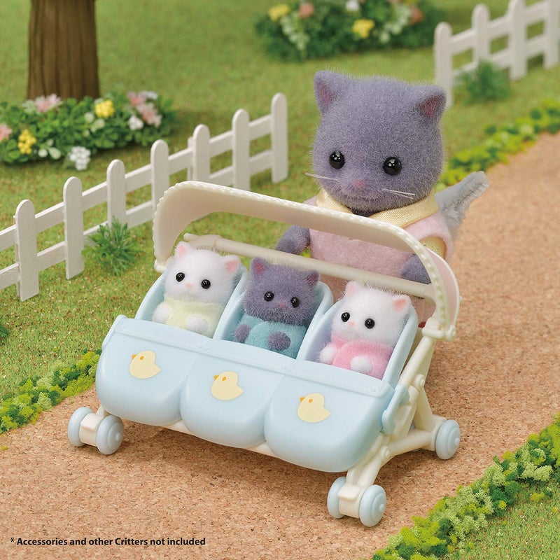 Calico Critters Persian Cat Triplets - Collectible Dollhouse Figures with Cradle Accessory - Image 4