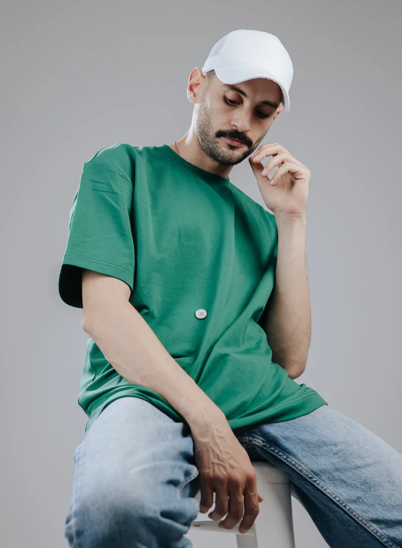 Snugface Snugface The Button Oversized Tshirts, Green, SF15-6GRN, Size-M