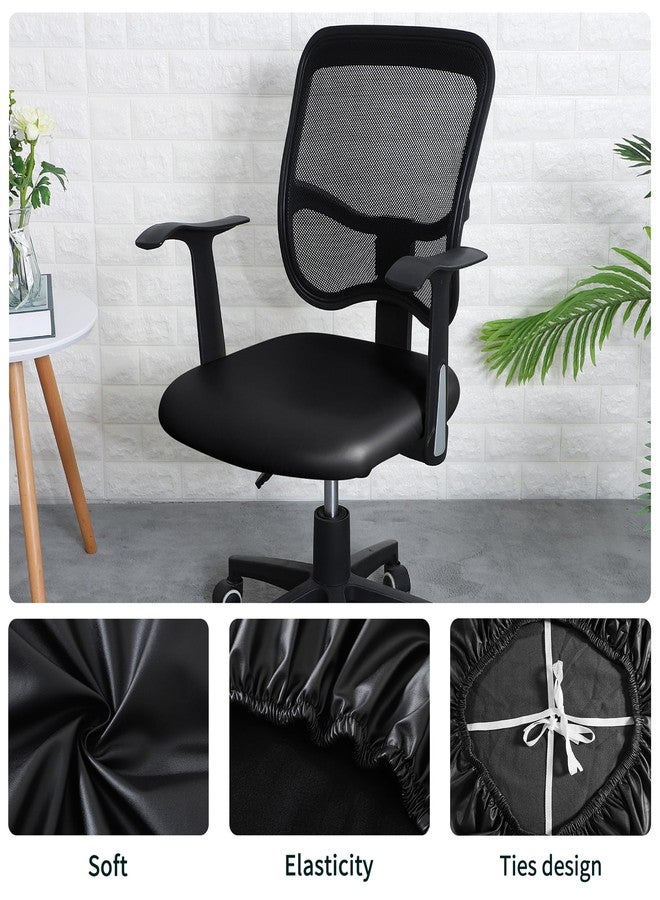 FORCHEER Office Chair seat Covers Leather Stretch Waterproof PU Computer Chair Seat Cushion Slipcovers-Black - Image 2