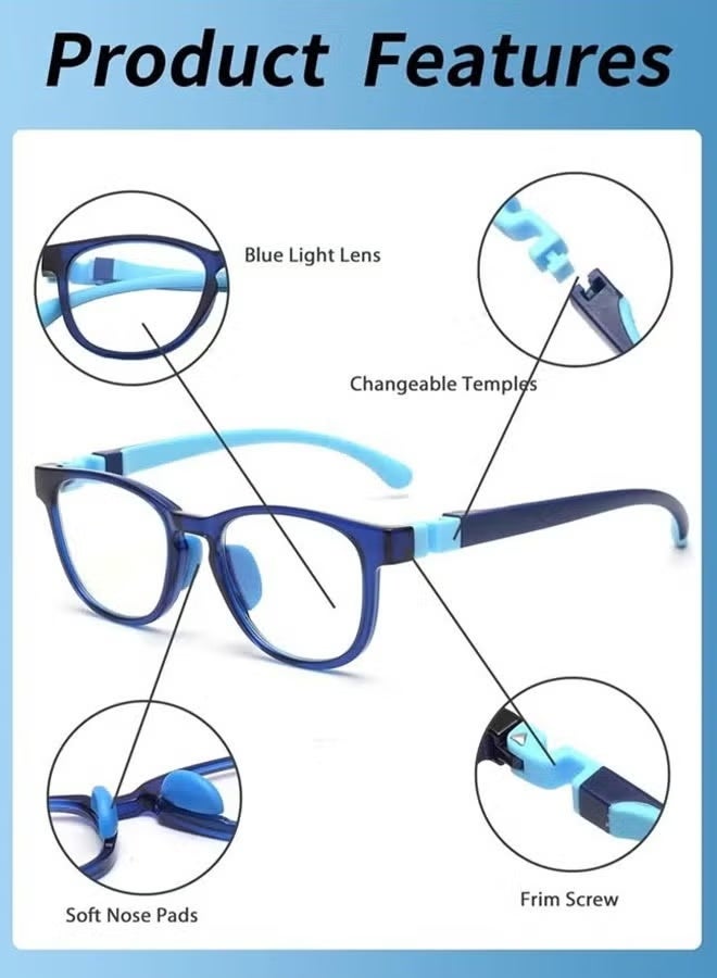 GIFT Anti-Blue Light Blocking Glasses Kids Anti Glare Eyestrain UV TV Phone Children Silicone Safety Eyewear for Boys and Girls Age 3-12 - Image 3