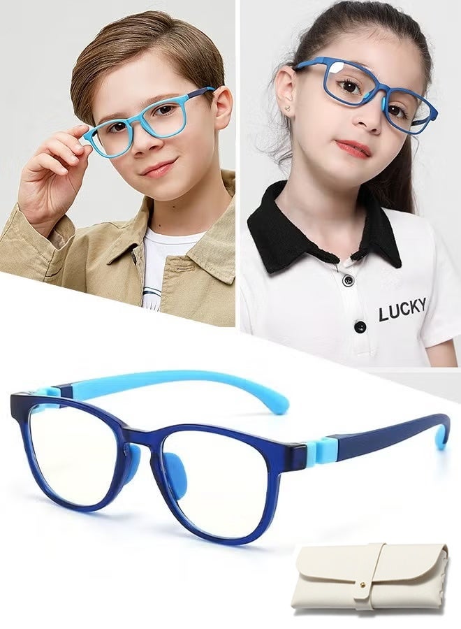 GIFT Anti-Blue Light Blocking Glasses Kids Anti Glare Eyestrain UV TV Phone Children Silicone Safety Eyewear for Boys and Girls Age 3-12 - Image 1