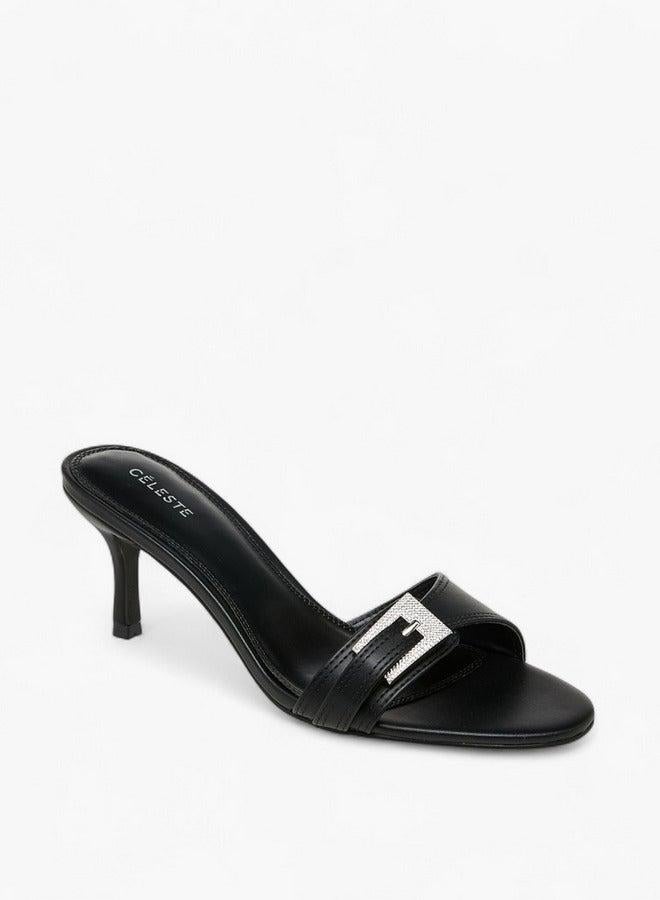 سيليست صنادل نسائية سهلة الارتداء بكعب خنجر وزخرفة بإبزيم - Image 1