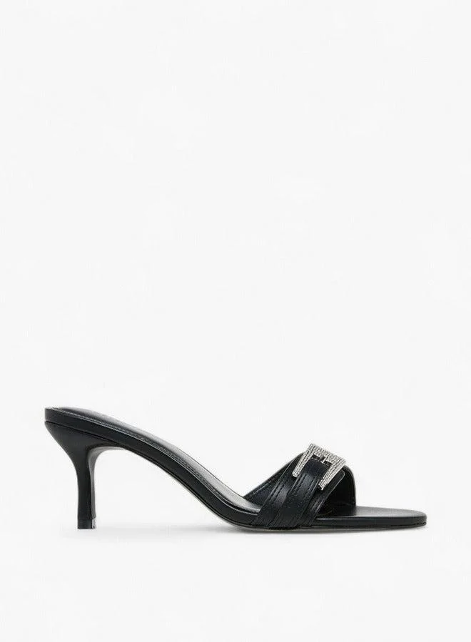 Celeste Women's Buckle Embellished Slip-On Sandals with Stiletto Heels