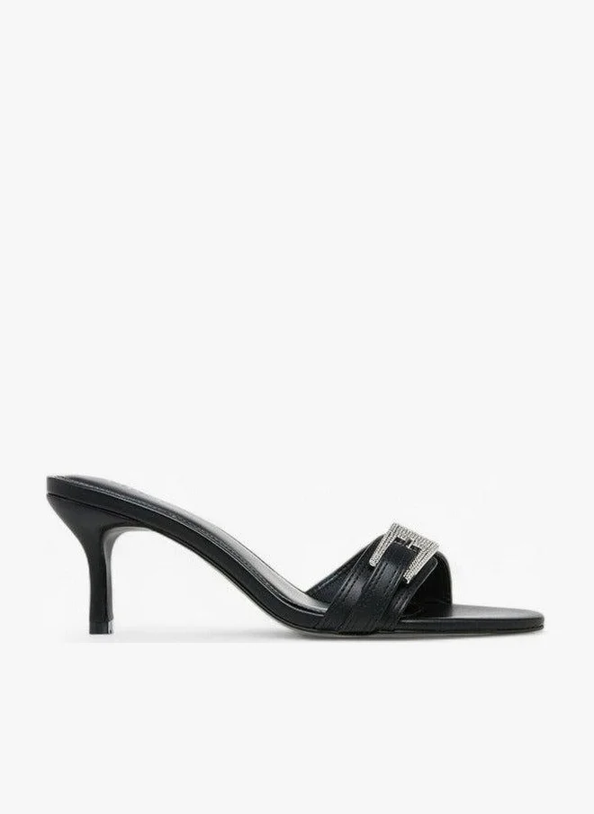 Celeste Women's Buckle Embellished Slip-On Sandals with Stiletto Heels