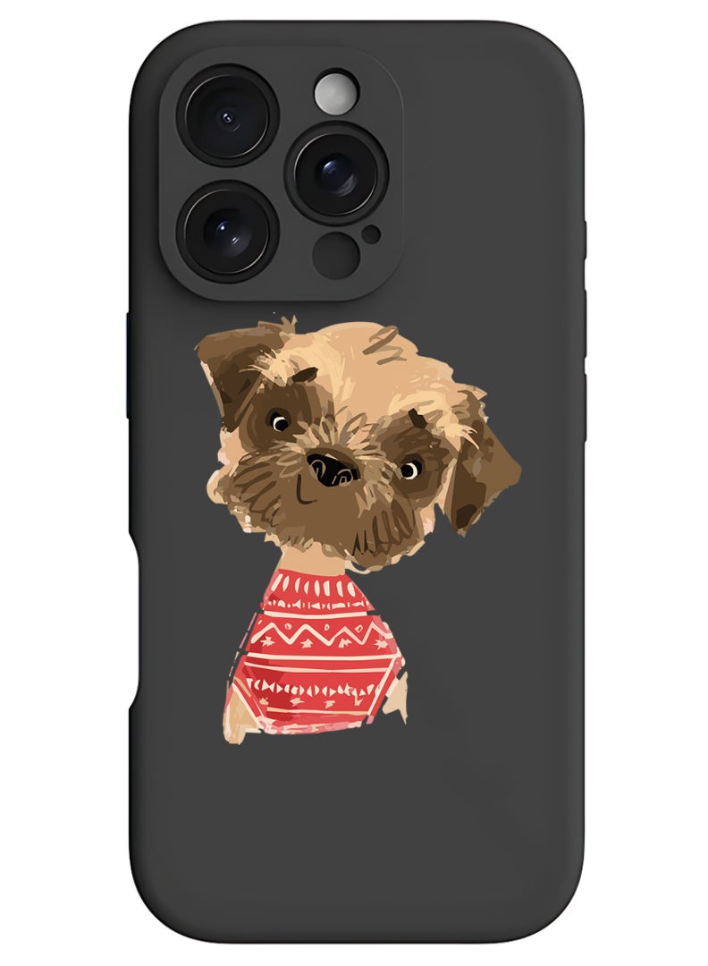 Theodor iPhone 16 Pro Black Protective Slim Fit Case Liquid Silicone Cover with Full Body Protection Anti-Scratch Shockproof Case For iPhone - Dollar bag - Image 1