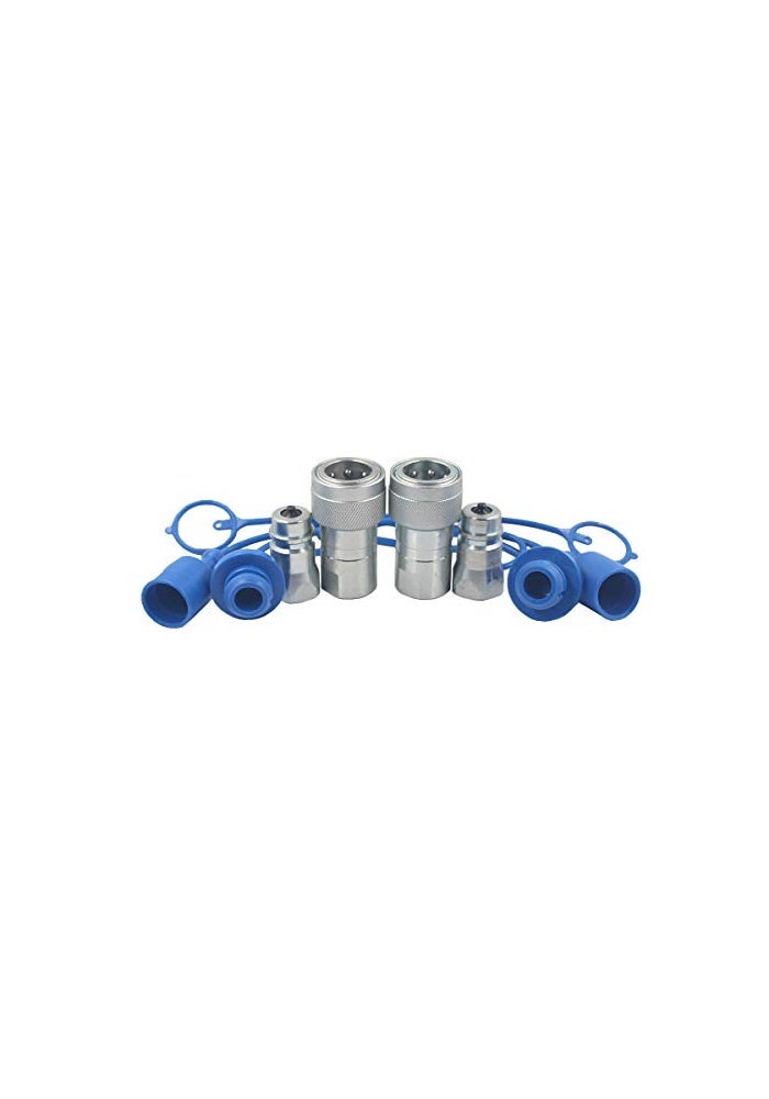 Undercarriage 2Sets 14 Ag ISO5675 Carbon Steel Hydraulic Quick Disconnect CouplingCoupler Poppet ValvePioneer Type Set wDust Cap - Image 1
