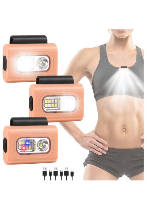 Running Light, 3PCS Wearable Magnetic Clip on Light for Runners & Joggers with 6 Lighting Modes, Rechargeable High Visibility Dog Lights for Night Dog Walking Hiking Camping (Black)
