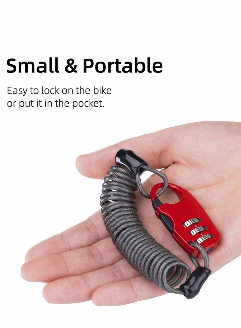 واي آند دي Helmet Lock Bike Cable Mini Motorcycle Anti-Theft Bicycle Locks Portable 3 Digit Resettable Cycling for Travel Luggage - Image 4