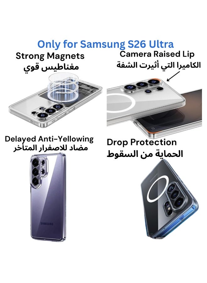 YMak  3 in 1 Combo for Samsung Galaxy S26 Ultra Tempered Glass +Wireless Charging Compatible clear Case + Camera Protector - Image 2