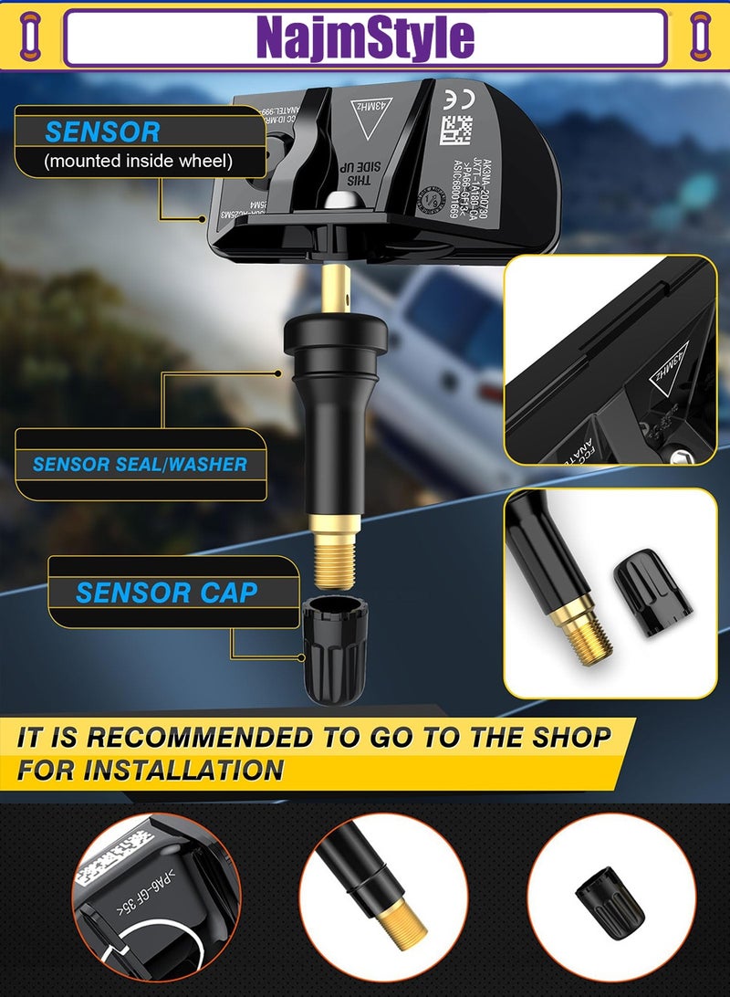 نجم ستايل مستشعرات نظام مراقبة ضغط الإطارات TPMS، 433 ميجا هرتز مستشعر استبدال نظام مراقبة ضغط الإطارات للفترة 2020-2024 شيفروليه سيلفرادو جي إم سي سييرا كاديلاك بويك بونتياك للجزء الخاص بالمعدات الأصلية رقم 13533166، 13542523 4 قطع - Image 4